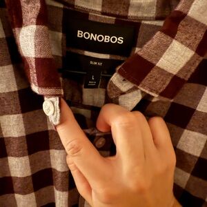Bonobos Maroon and Gray Checkered Shirt